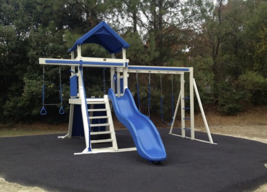 a swing set with a blue slide in a park  at Henley, North Carolina, 28311