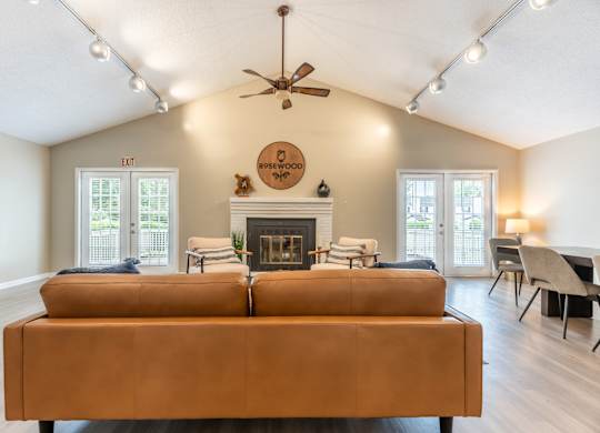 Clubhouse With Fireplace at Rosewood at Colony Square, Rocky Mount, North Carolina
