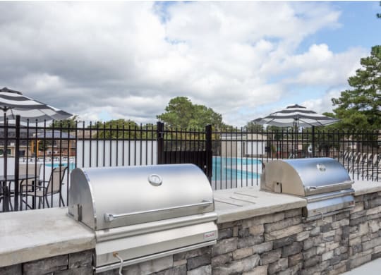 grills near pool at Cameron, Wilson, North Carolina