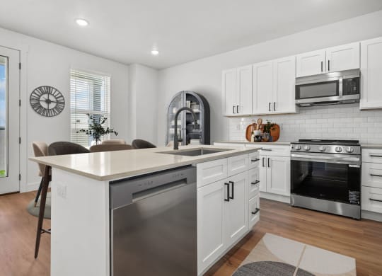 kitchen island at Crestview at Highland townhomes in Highland, UT