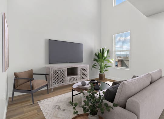 living room at Crestview at Highland townhomes in Highland, UT