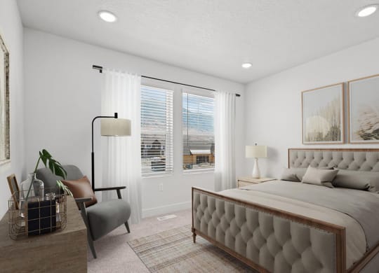 bedroom at Crestview at Highland townhomes in Highland, UT