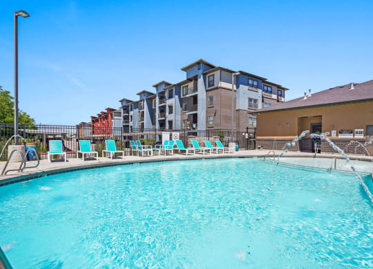 the swimming pool at the preserve at polk apartments