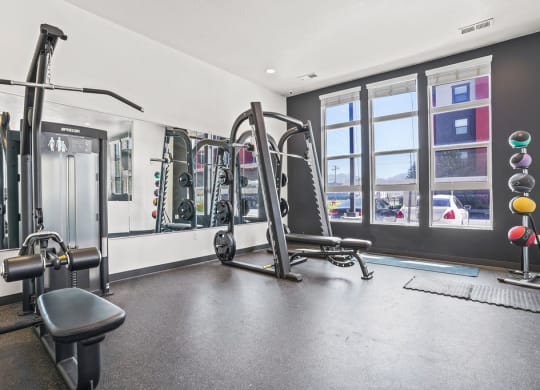 the gym at the flats at big tex apartments
