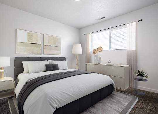 an example of a bedroom with a bed and a window