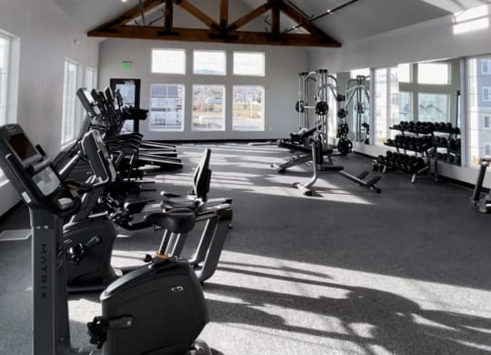 fitness center at VALO at South Haven Farms townhomes in Payson, UT