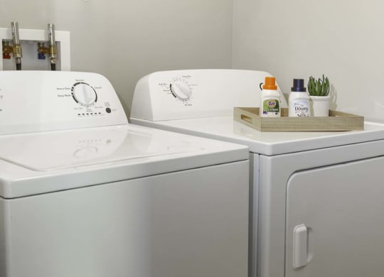 a washer and dryer in a laundry room