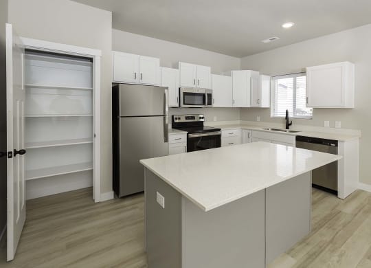 kitchen island at VALO at South Haven Farms townhomes in Payson, UT