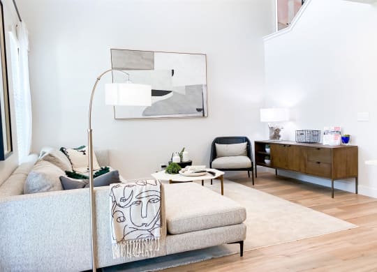 living room at Crestview at Highland townhomes in Highland, UT