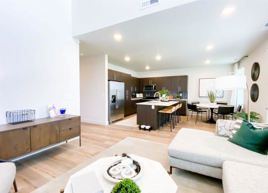 living room at Crestview at Highland townhomes in Highland, UT