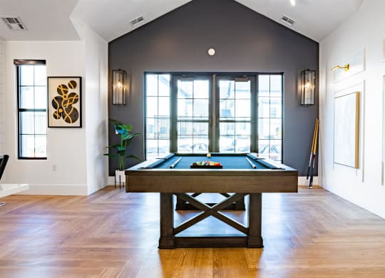 clubhouse pool table at Crestview at Highland townhomes in Highland, UT