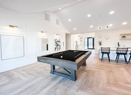 clubhouse pool table at Crestview at Highland townhomes in Highland, UT