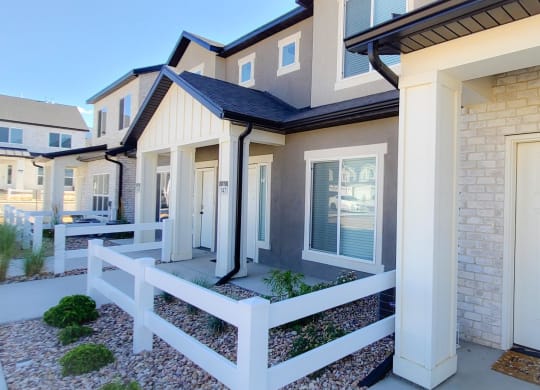 exterior photo of VALO at South Haven Farms townhomes in Payson, UT