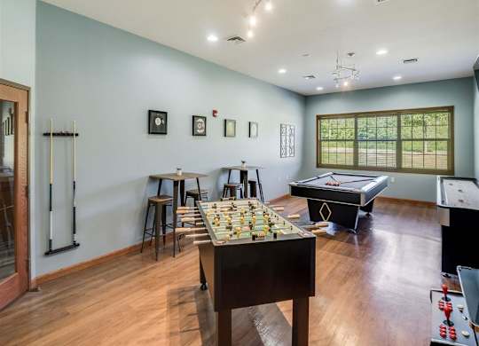 the games room has a pool table and a bar  at Campus Park, Duluth, MN, 55811