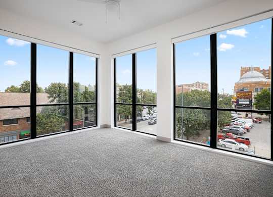 Carpeted Bedroom at Converge KC Uptown, Kansas City Missouri