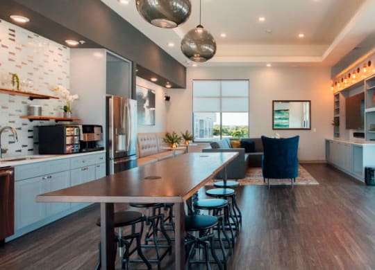 a kitchen and living room with a large table and chairs at Barrington 101, Barrington, 60010