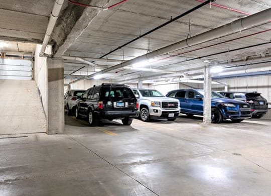a parking garage with cars parked in it at Wilmette 1121, Wilmette, Illinois
