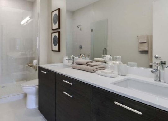 a bathroom with a sink and a toilet and a shower at Clarendon Hills 229, Clarendon, IL 60514