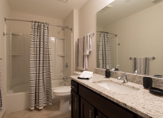 a bathroom with a sink and a toilet and a shower