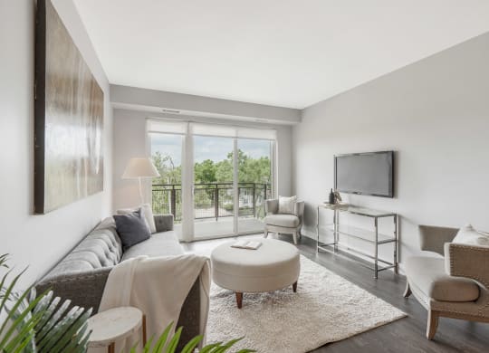 a living room with a couch and a tv at Barrington 101, Barrington Illinois