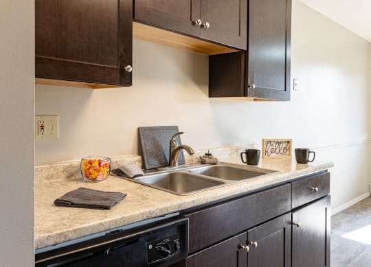 a kitchen with a sink and a dishwasher in a home