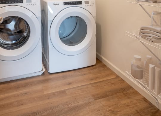 a washer and a dryer in a laundry room
