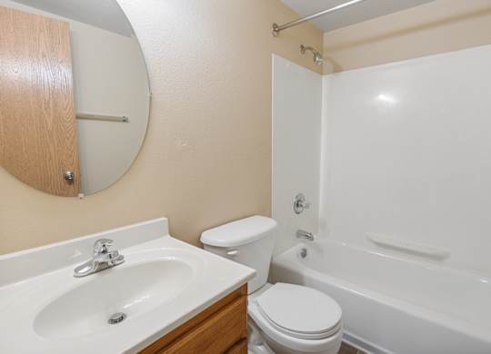 A white toilet sits next to a sink in a bathroom.