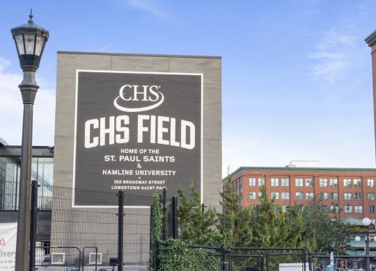 a large sign on the side of a building