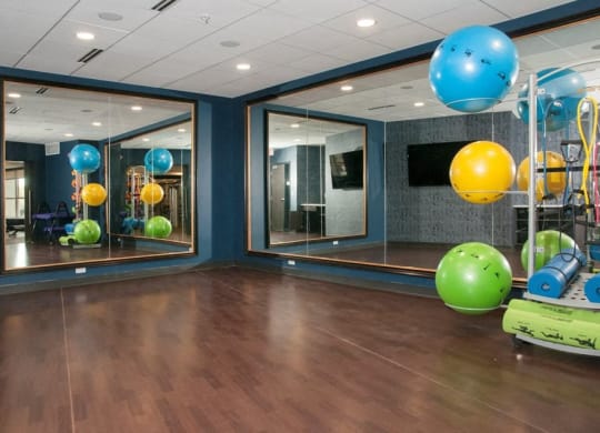 Fitness Center With Yoga/Stretch Area Residences at 1700 in Minnetonka, MN 55305