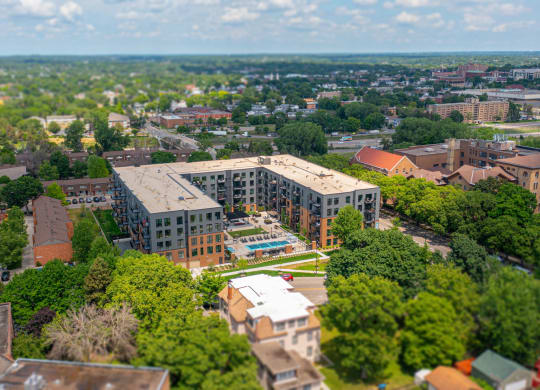 Drone View Of Community at The Hill Apartments, Saint Paul, MN