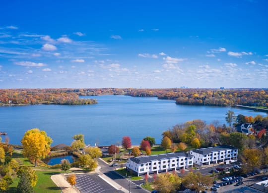 an aerial view of long lake mn