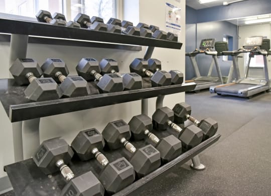free weights in fitness at Bierman Place, Minneapolis, Minnesota