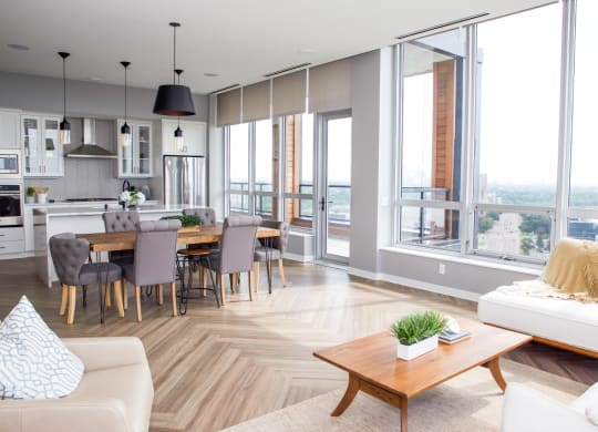 Living Room With Expansive Window at Calhoun Towers, Minneapolis, MN