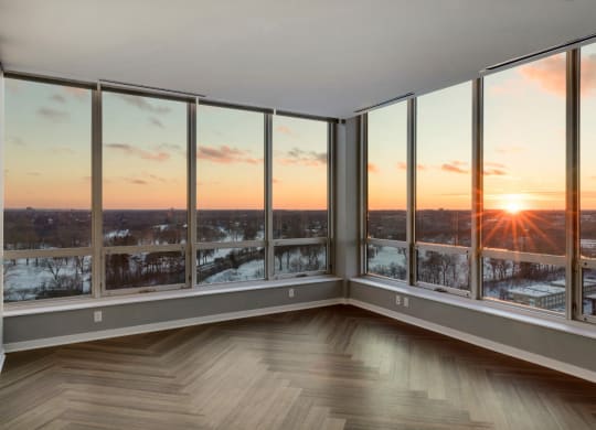 Penthouse view sunset at Calhoun Towers, Minnesota