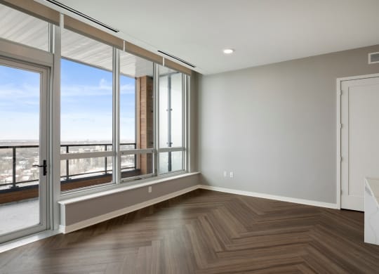 Spacious Living Room With Private Balcony at Calhoun Towers, Minneapolis, MN