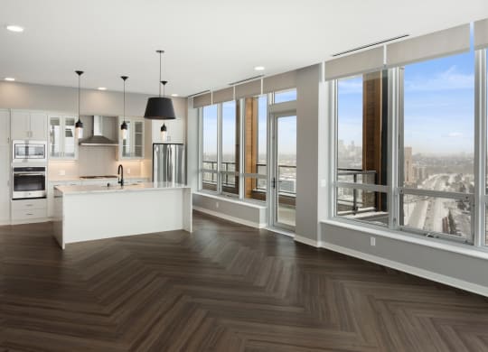 Modern Kitchen With White Cabinet at Calhoun Towers, Minneapolis