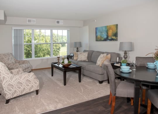 spacious living room with large window