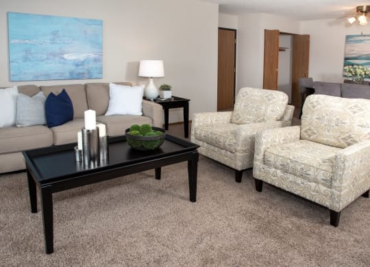Classic 2 bedroom, 1.5 bath, living room model at Cinnamon Ridge Apartments, Eagan, MN, 55122