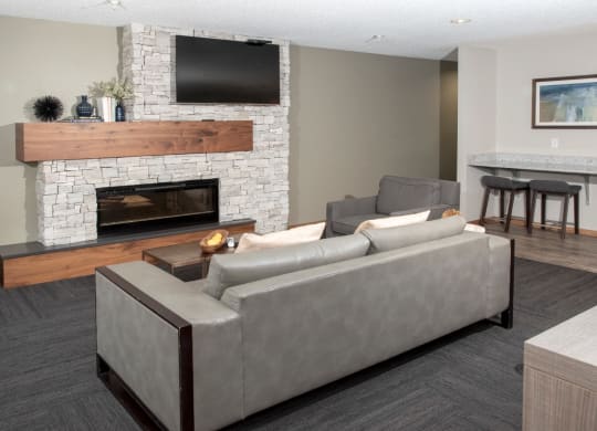 community room with fireplace