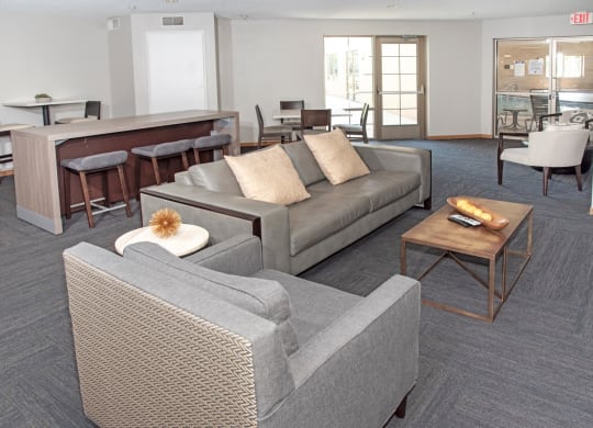 community room perfect for entertaining with access to outdoor patio
