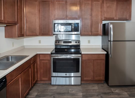 Fully equipped kitchen with over the range microwave