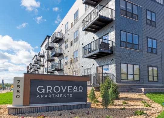 Grove80 Apartments Sign, Minnesota, 55016