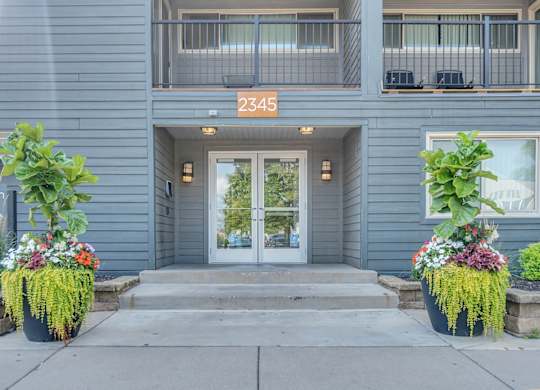 Front Exterior at Hillsborough Apartments, Roseville, MN