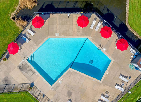 Pool Drone View at Hillsborough Apartments, Roseville, 55113