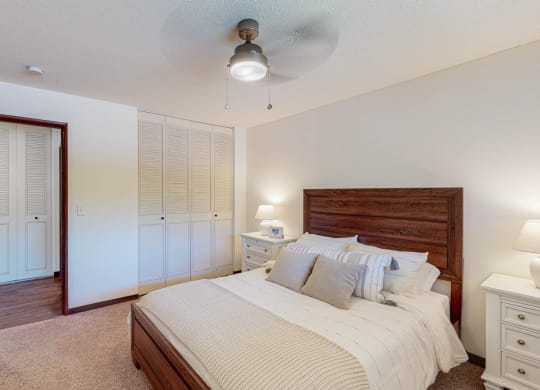 Large bedrooms with closets at Hillsborough Apartments, MN