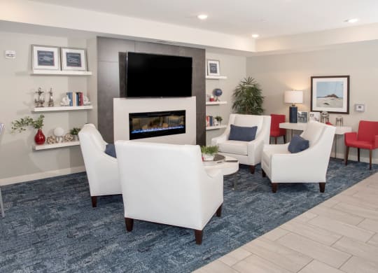 Resident Lounge with Media at Lake Jonathan Flats, Chaska, Minnesota