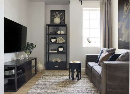 a living room with a couch and a television