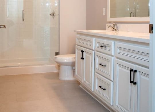 Bathrooms with Glass-Enclosed Showers at Residences at 1700, Minnetonka, MN