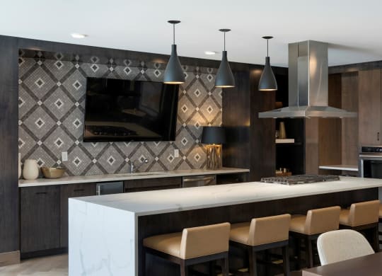 Kitchen with Sleek Interior Finishes at Residences at 1700, Minnetonka
