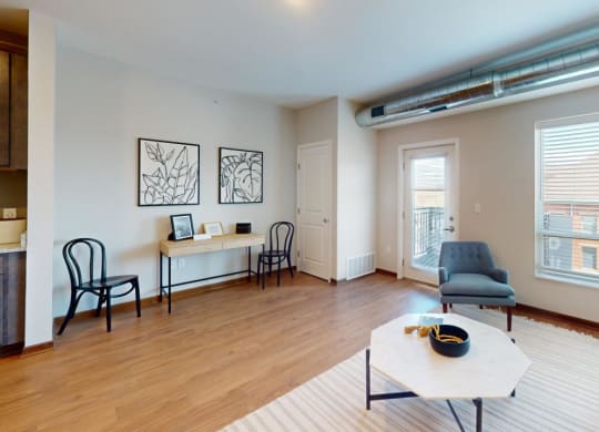 a living room with a couch and a coffee table